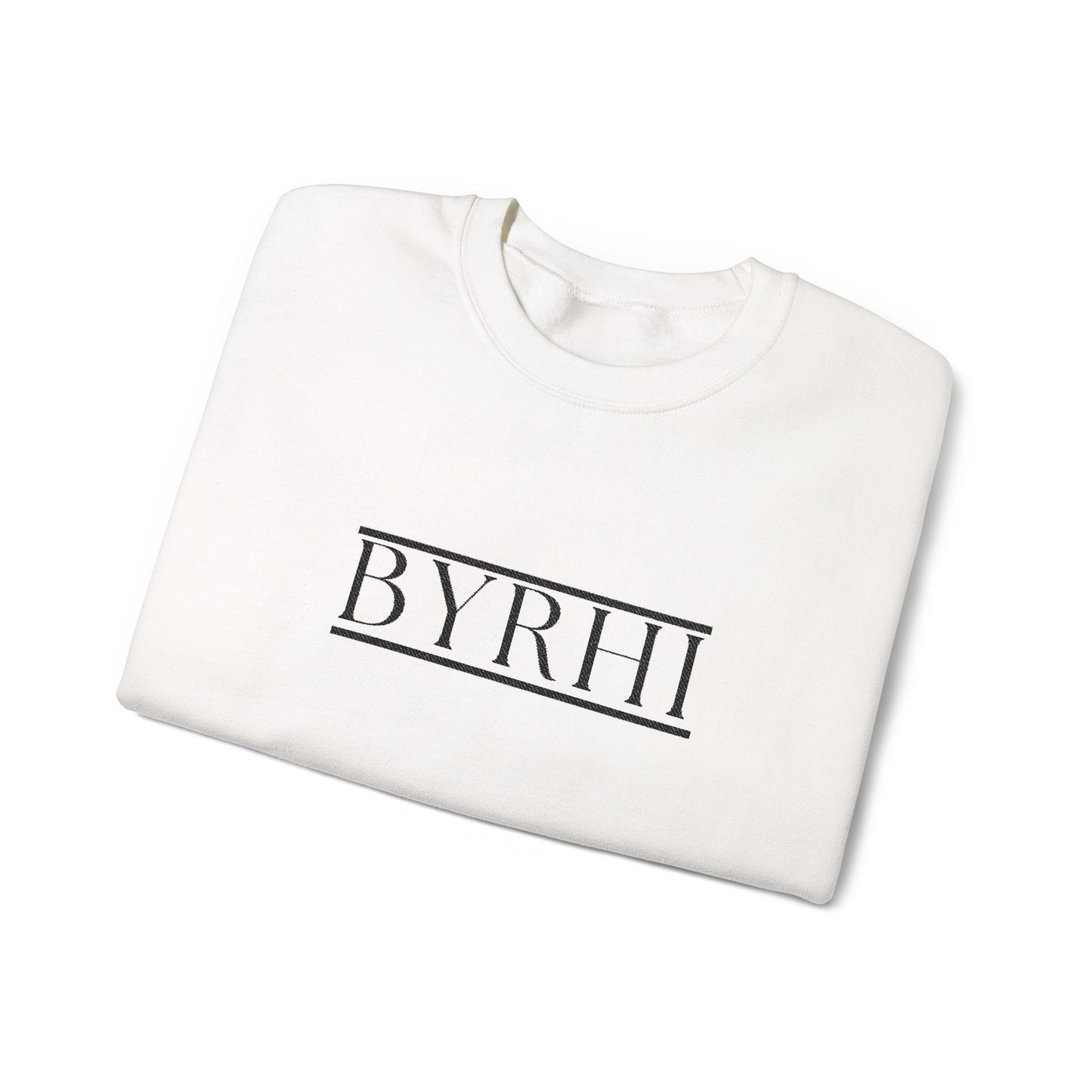 EMBROIDED Cozy Unisex Crewneck Sweatshirt with BYRHI Design | Perfect Gift for Friends, Casual Wear, Everyday Comfort, Fall Layering, Holiday Apparel