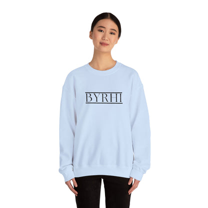 Cozy Unisex Crewneck Sweatshirt with BYRHI Design | Perfect Gift for Friends, Casual Wear, Everyday Comfort, Fall Layering, Holiday Apparel
