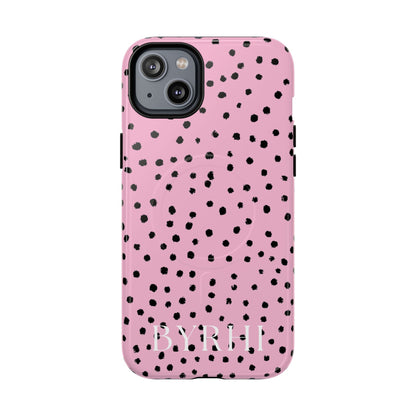 Pink Polka Dot Tough Phone Case | Stylish & Durable Protection