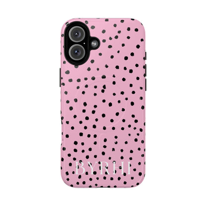 Pink Polka Dot Tough Phone Case | Stylish & Durable Protection