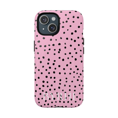 Pink Polka Dot Tough Phone Case | Stylish & Durable Protection