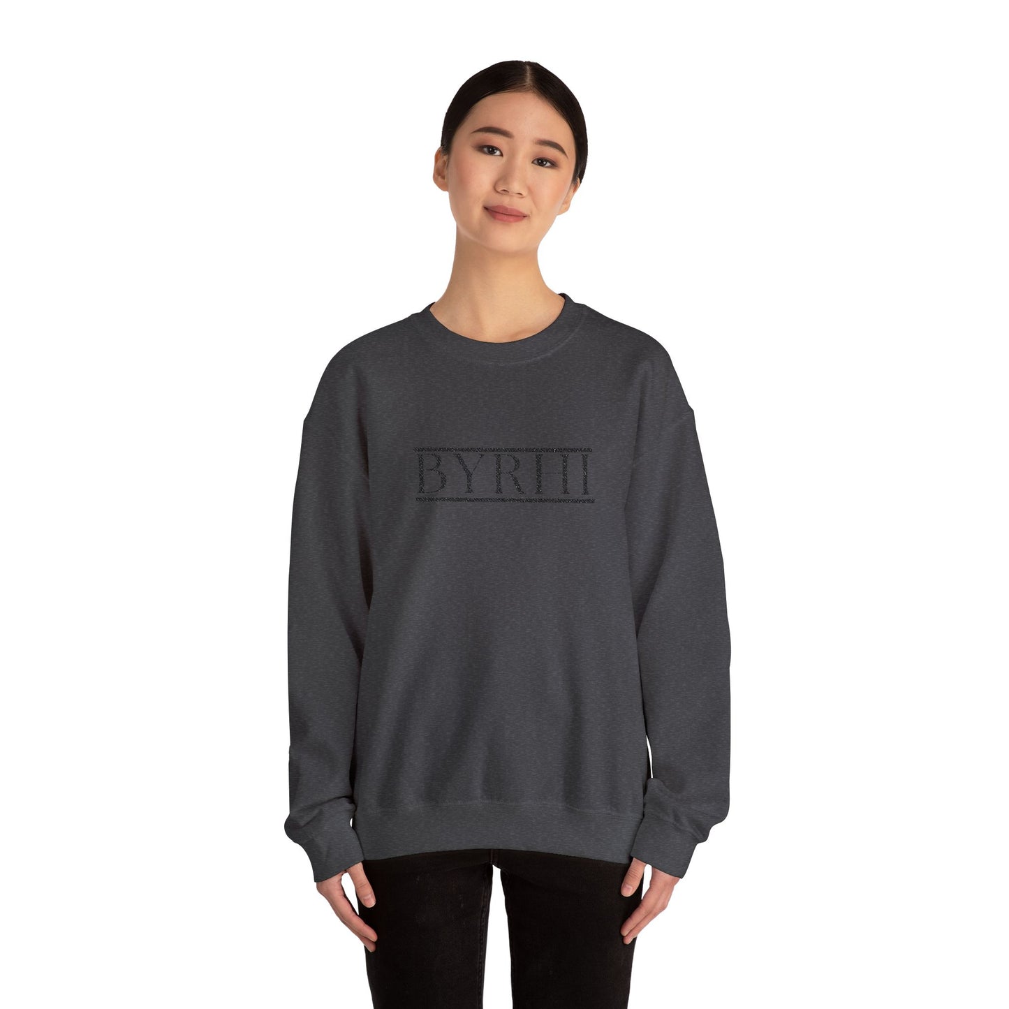 Cozy Unisex Crewneck Sweatshirt with BYRHI Design | Perfect Gift for Friends, Casual Wear, Everyday Comfort, Fall Layering, Holiday Apparel