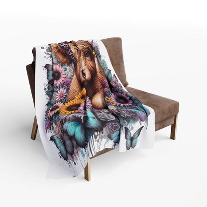 Floral Cow Arctic Fleece Throw Blanket - Cozy Decor for Farmhouse Lovers