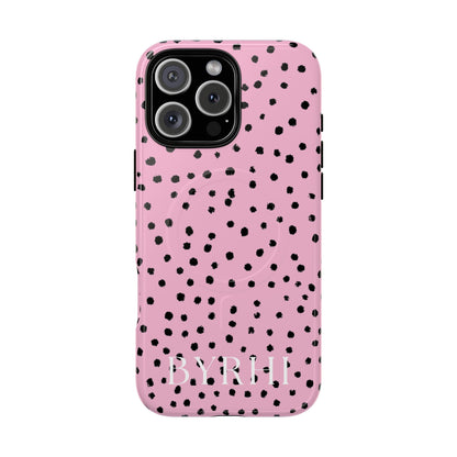Pink Polka Dot Tough Phone Case | Stylish & Durable Protection