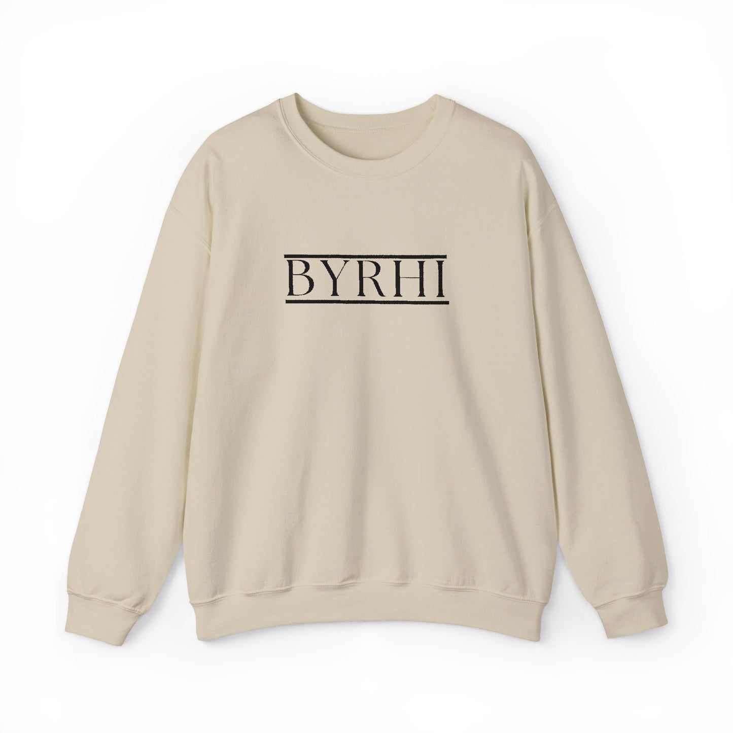 Cozy Unisex Crewneck Sweatshirt with BYRHI Design | Perfect Gift for Friends, Casual Wear, Everyday Comfort, Fall Layering, Holiday Apparel