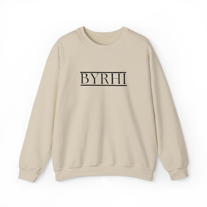 Cozy Unisex Crewneck Sweatshirt with BYRHI Design | Perfect Gift for Friends, Casual Wear, Everyday Comfort, Fall Layering, Holiday Apparel