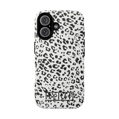 Black & White Leopard Print Tough Phone Case | Stylish & Durable Protection