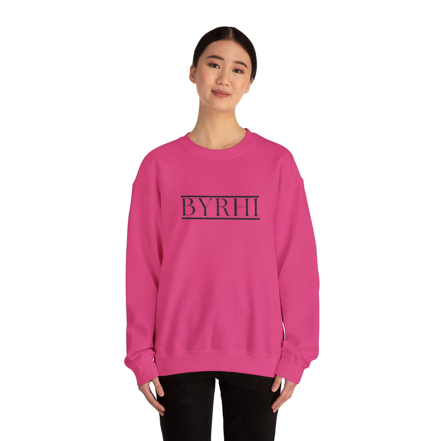 Cozy Unisex Crewneck Sweatshirt with BYRHI Design | Perfect Gift for Friends, Casual Wear, Everyday Comfort, Fall Layering, Holiday Apparel