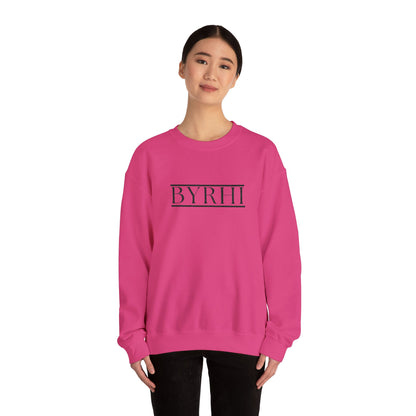 Cozy Unisex Crewneck Sweatshirt with BYRHI Design | Perfect Gift for Friends, Casual Wear, Everyday Comfort, Fall Layering, Holiday Apparel