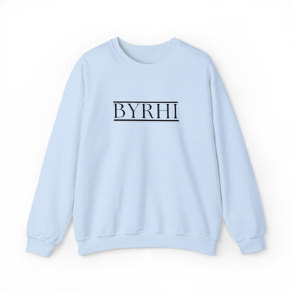Cozy Unisex Crewneck Sweatshirt with BYRHI Design | Perfect Gift for Friends, Casual Wear, Everyday Comfort, Fall Layering, Holiday Apparel