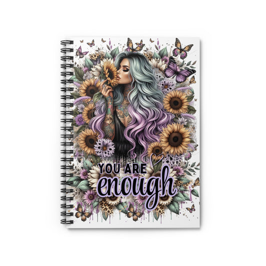 Inspiring Spiral Notebook - "You Are Enough" with Floral Design