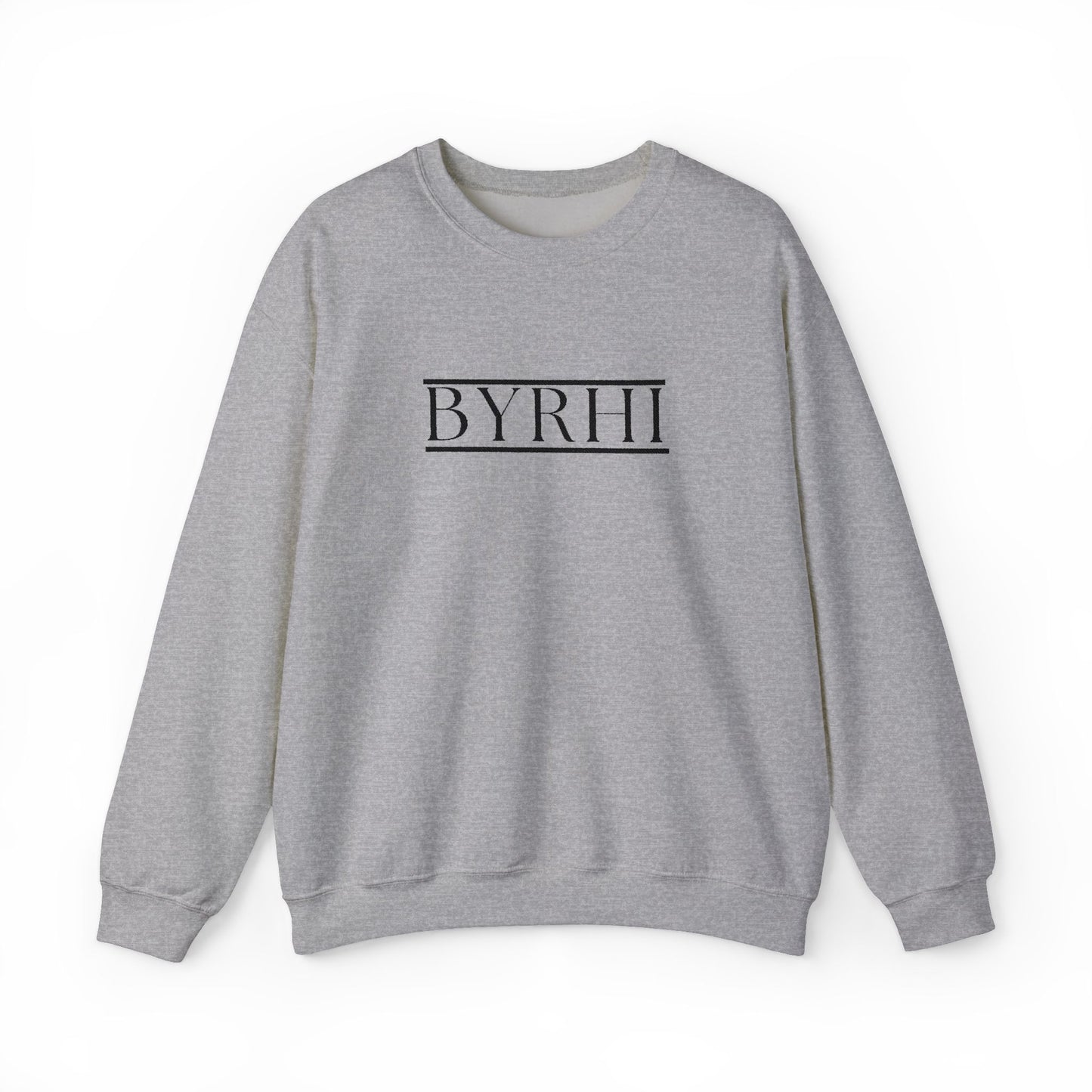 Cozy Unisex Crewneck Sweatshirt with BYRHI Design | Perfect Gift for Friends, Casual Wear, Everyday Comfort, Fall Layering, Holiday Apparel