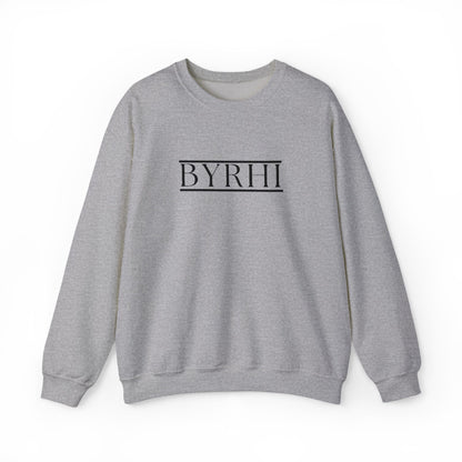 Cozy Unisex Crewneck Sweatshirt with BYRHI Design | Perfect Gift for Friends, Casual Wear, Everyday Comfort, Fall Layering, Holiday Apparel