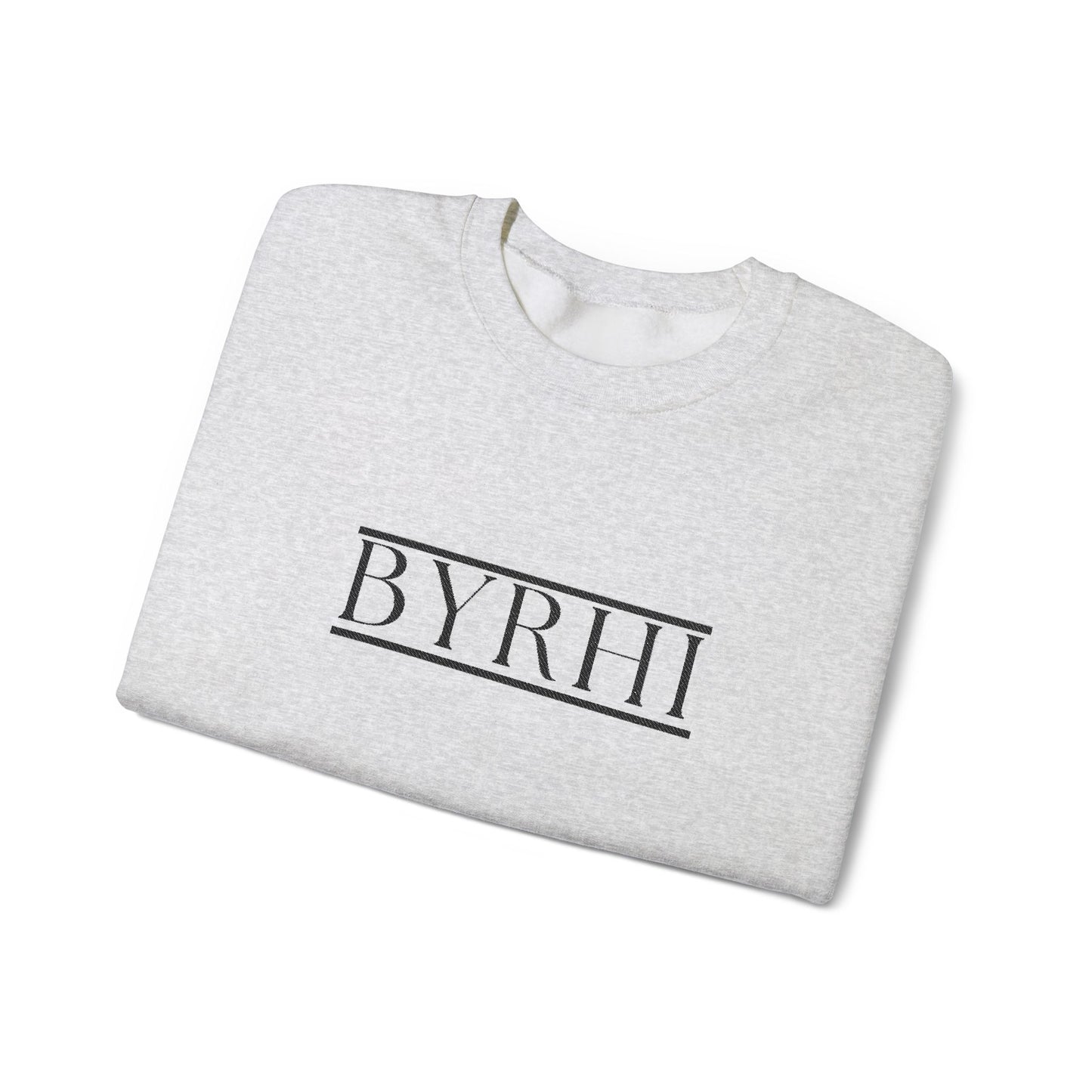 Cozy Unisex Crewneck Sweatshirt with BYRHI Design | Perfect Gift for Friends, Casual Wear, Everyday Comfort, Fall Layering, Holiday Apparel