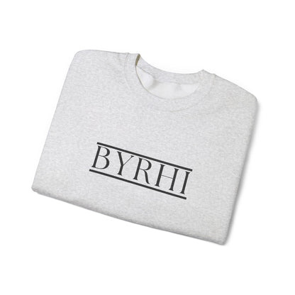 Cozy Unisex Crewneck Sweatshirt with BYRHI Design | Perfect Gift for Friends, Casual Wear, Everyday Comfort, Fall Layering, Holiday Apparel
