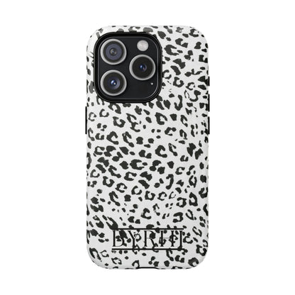 Black & White Leopard Print Tough Phone Case | Stylish & Durable Protection