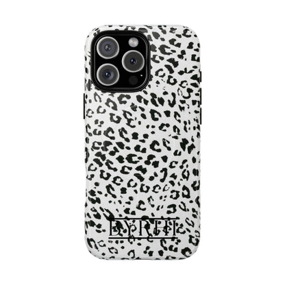 Black & White Leopard Print Tough Phone Case | Stylish & Durable Protection
