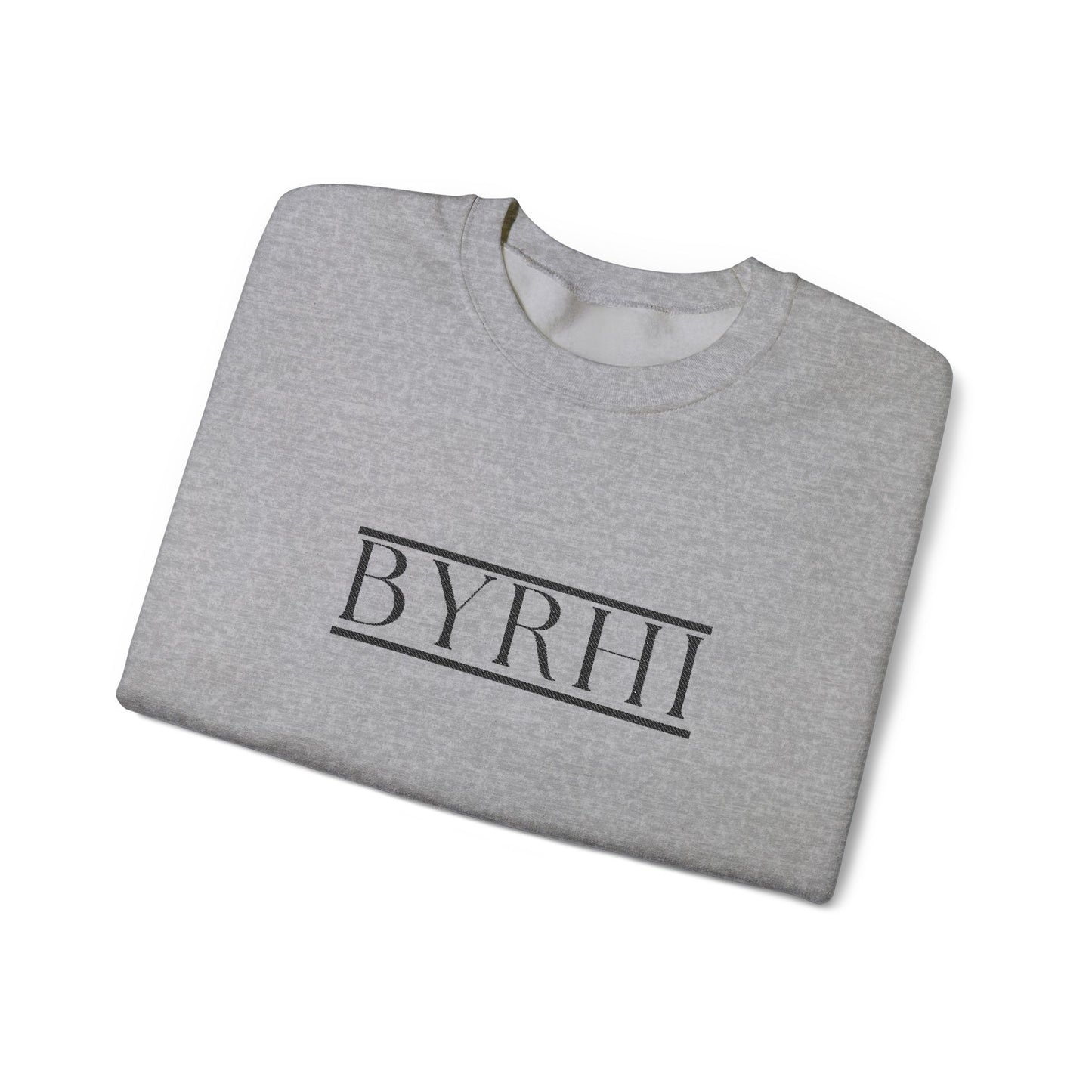 Cozy Unisex Crewneck Sweatshirt with BYRHI Design | Perfect Gift for Friends, Casual Wear, Everyday Comfort, Fall Layering, Holiday Apparel