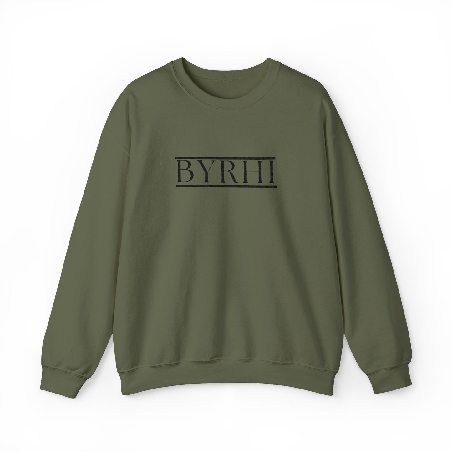 Cozy Unisex Crewneck Sweatshirt with BYRHI Design | Perfect Gift for Friends, Casual Wear, Everyday Comfort, Fall Layering, Holiday Apparel