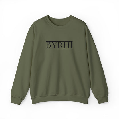 Cozy Unisex Crewneck Sweatshirt with BYRHI Design | Perfect Gift for Friends, Casual Wear, Everyday Comfort, Fall Layering, Holiday Apparel