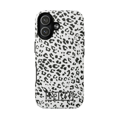 Black & White Leopard Print Tough Phone Case | Stylish & Durable Protection