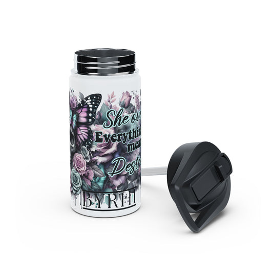 Skull She Overcame Everything Print Stainless Steel Water Bottle