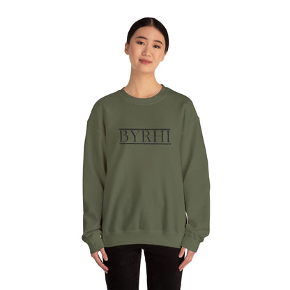 Cozy Unisex Crewneck Sweatshirt with BYRHI Design | Perfect Gift for Friends, Casual Wear, Everyday Comfort, Fall Layering, Holiday Apparel
