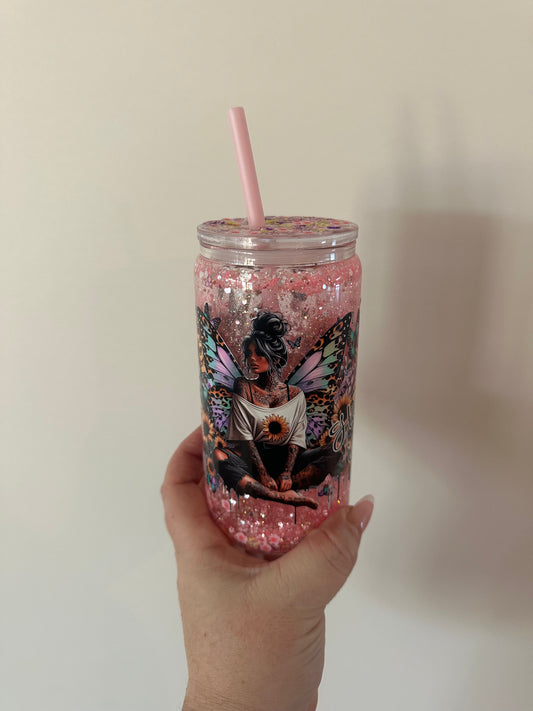 Tattoo Girl Happiness is Enough With Clay pieces READY MADE CUP
