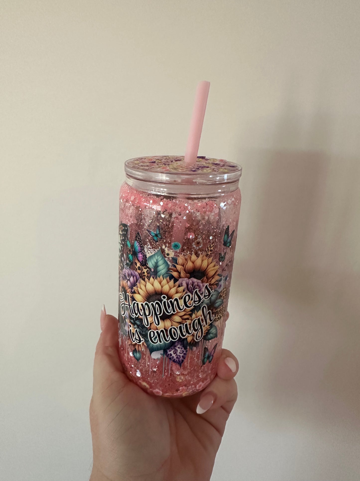 Tattoo Girl Happiness is Enough With Clay pieces READY MADE CUP