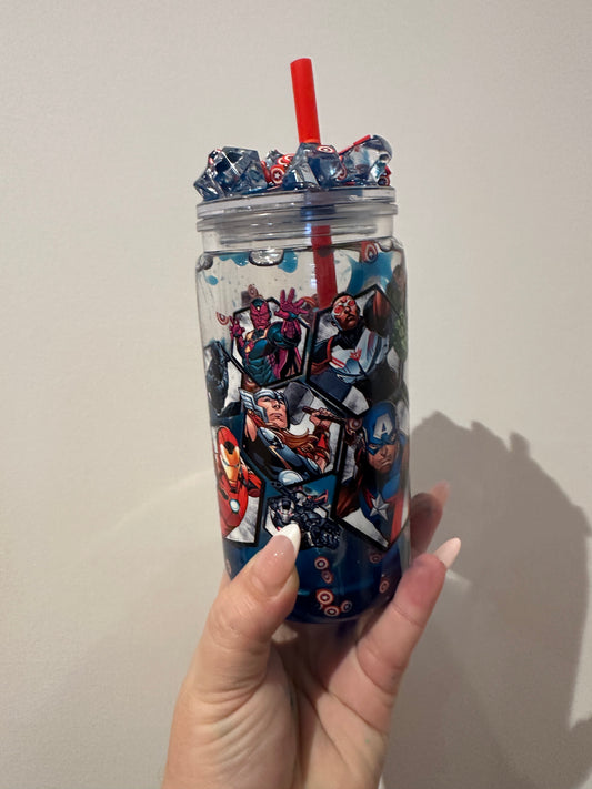 Acrylic Snowglobe Tumbler with clay pieces READY MADE CUP