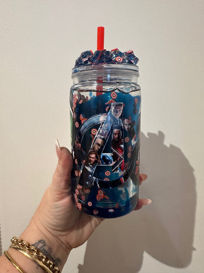 Acrylic Snowglobe Tumbler with clay pieces READY MADE CUP