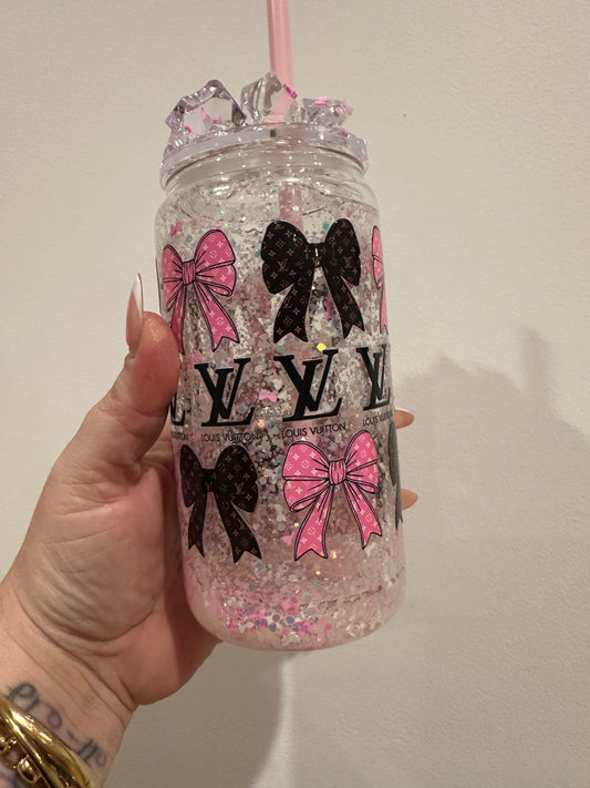 Designer Snowglobe Tumbler with clay pieces