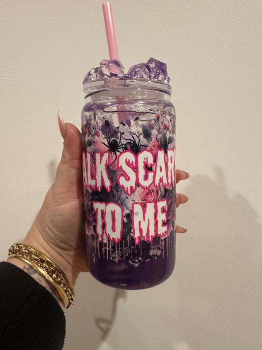 Halloween Purple Drip Snowglobe Tumbler with clay pieces