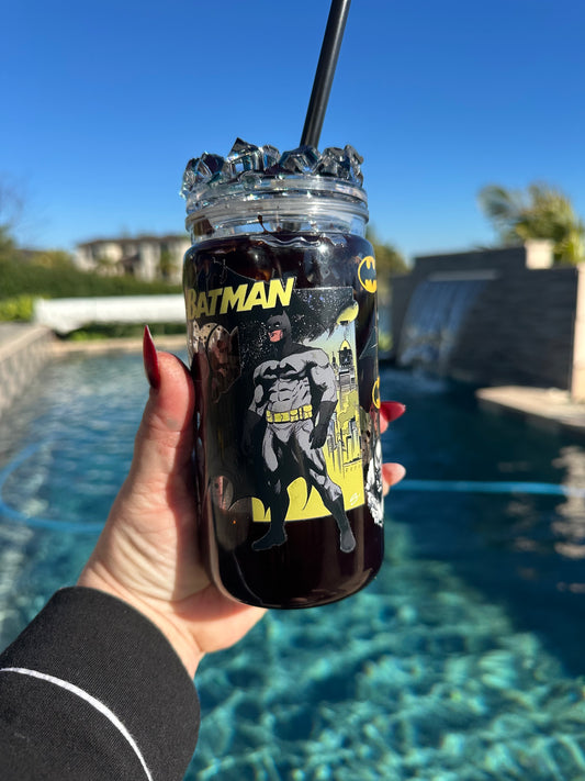 Batman Black Drip Glitter Snowglobe Tumbler