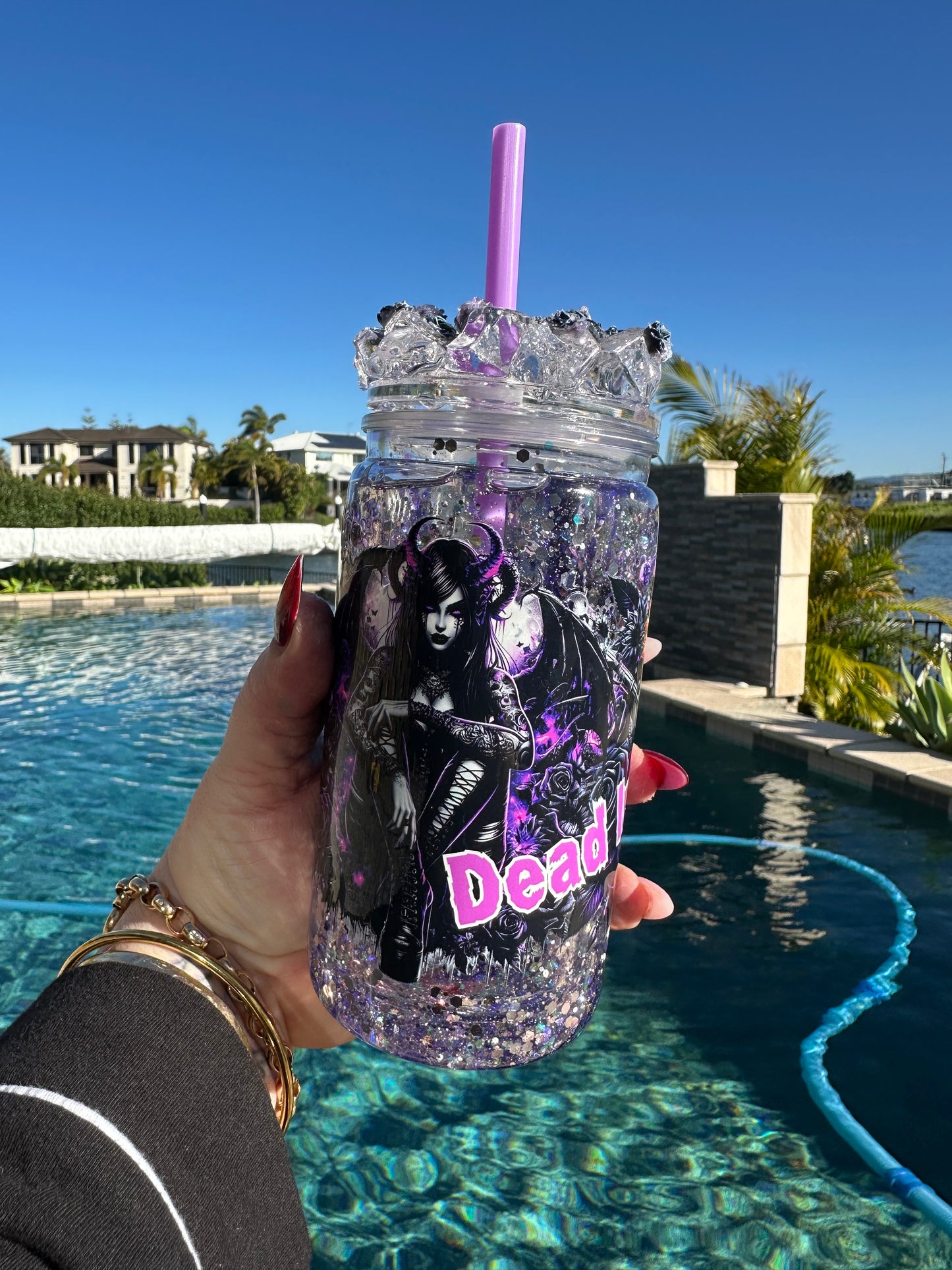 Halloween Purple Drip Snowglobe Tumbler