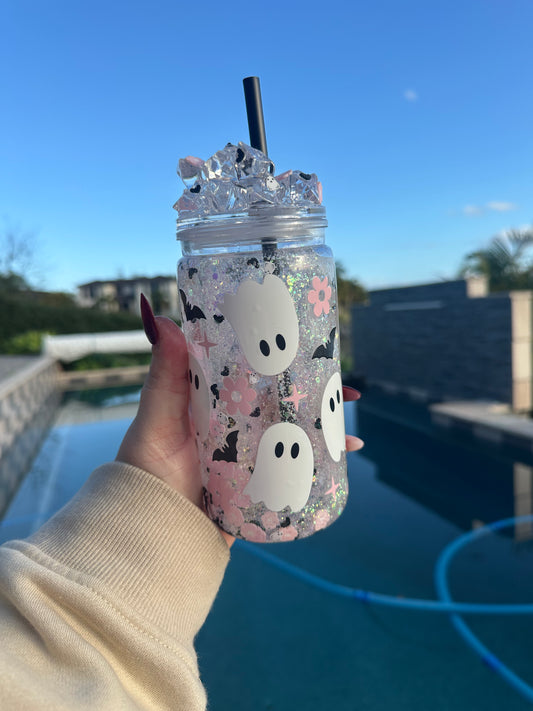 Halloween Snowglobe Tumbler with clay pieces