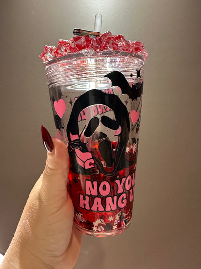 Ghost Face Blood Drip Snowglobe Tumbler