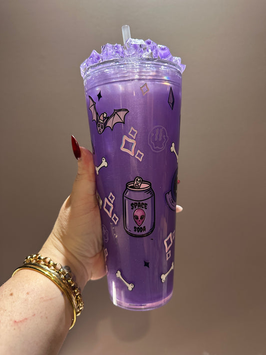 Purple Potion Halloween 24oz Snowglobe Tumbler