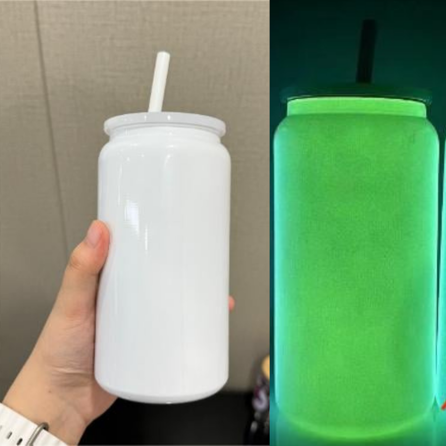 Glow In The Dark GREEN Stainless Steal 16oz Cups