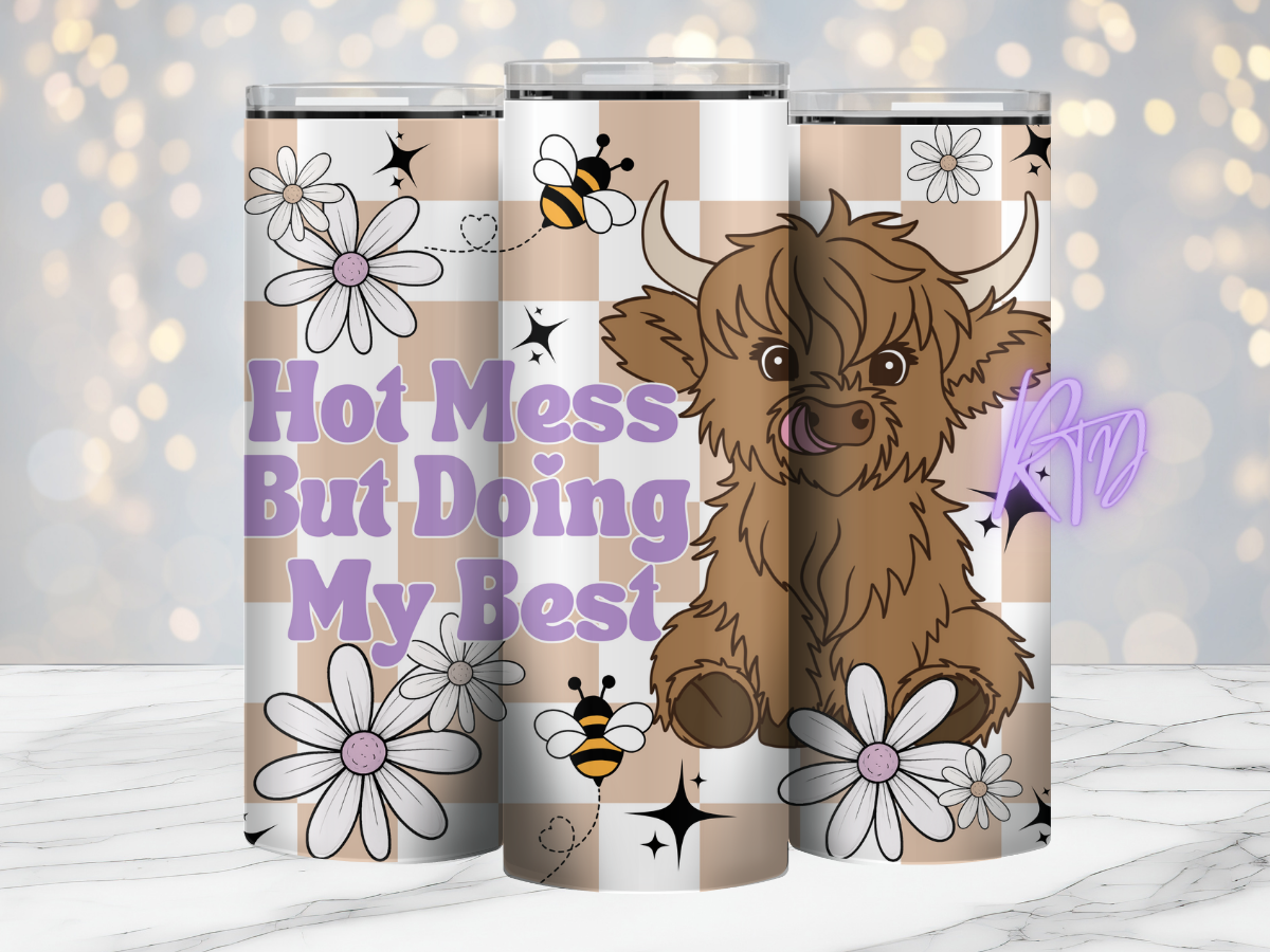 Hot Mess But Doing My Best Cow- 20oz Tumbler