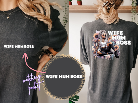 Wife Mum Boss DTF Transfer- Front & Back Design