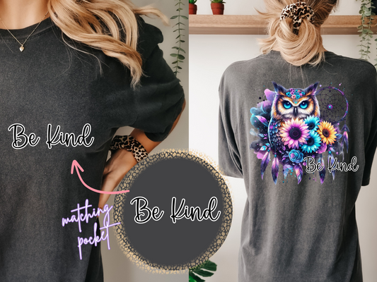Owl Be Kind DTF Transfer- Front & Back Design